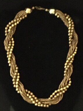 Vintage Chic 70s/80s/90s Carolee-Style Multi-Strand Gold Beaded Torsade Necklace